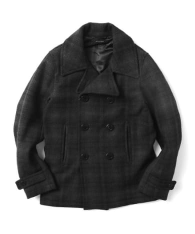 Urban Research Doors Melton Peacoat DM9-5042: Grey Plaid