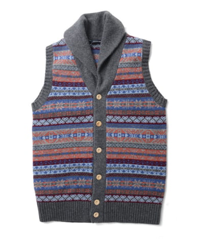 Urban Research Doors Fair Isle Shawl Collar Vest DM9-3016