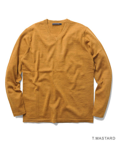 Urban Research Doors Lana Gatto Wool V-neck Sweater DM9-3007: Mustard