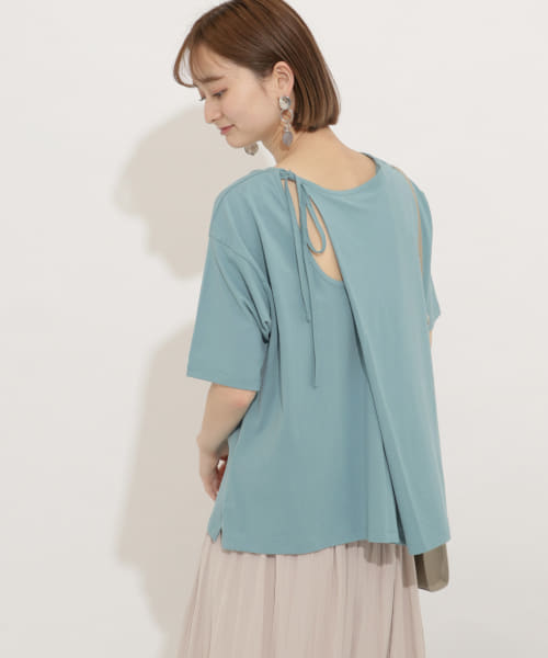 バックシャンクルーネックTシャツ(半袖)