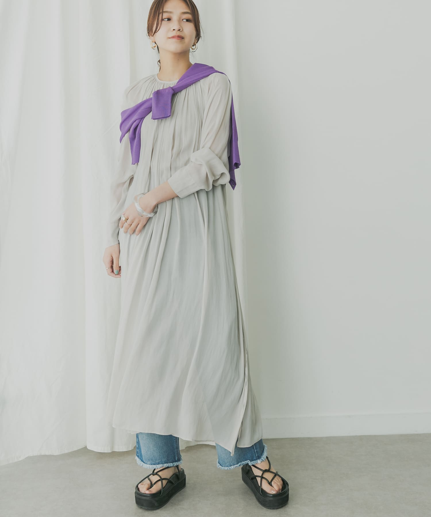 KBF+ シアーボリュームギャザーワンピース[KP14-26N140]｜URBAN