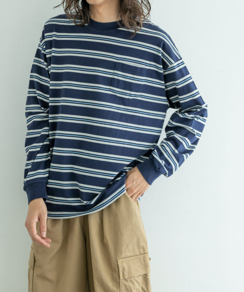 ALPHA INDUSTRIES　L/S BORDER POCKET T-SHIRTS