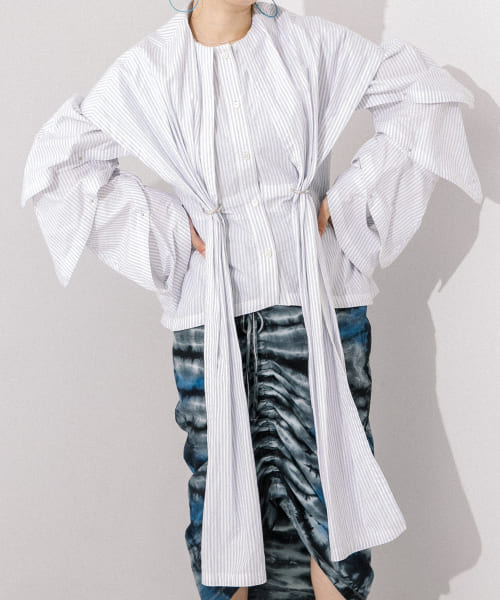 YOHEI OHNO　Armor Sleeve Stripe Shirts