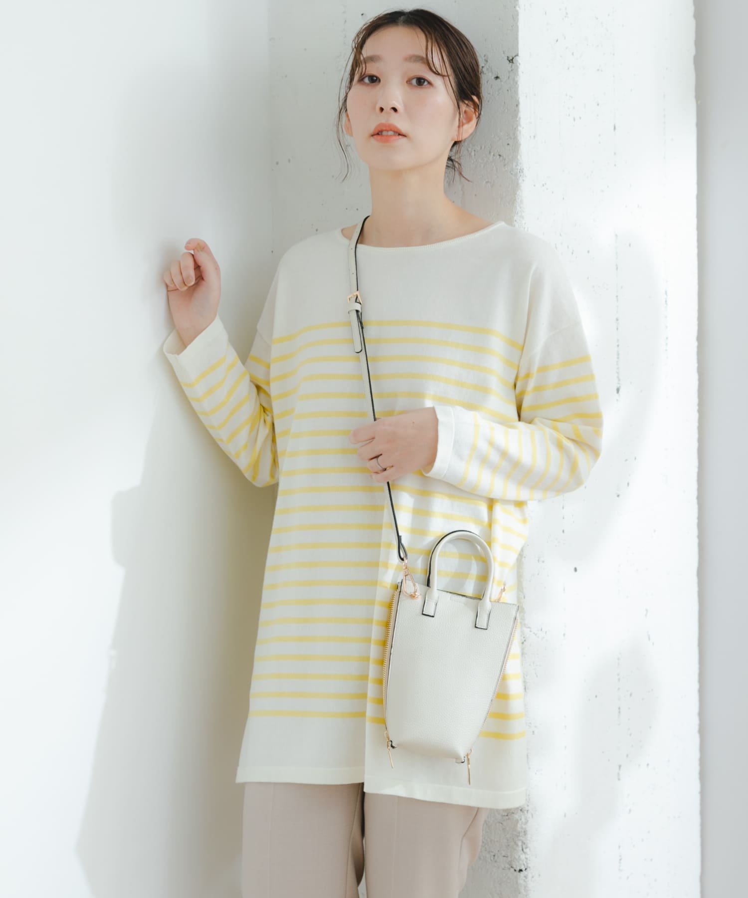 F by ROSSO SOLOTEXボーダーニットチュニック[RA34-22Y402]｜URBAN