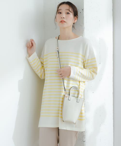 F by ROSSO　SOLOTEXボーダーニットチュニック
