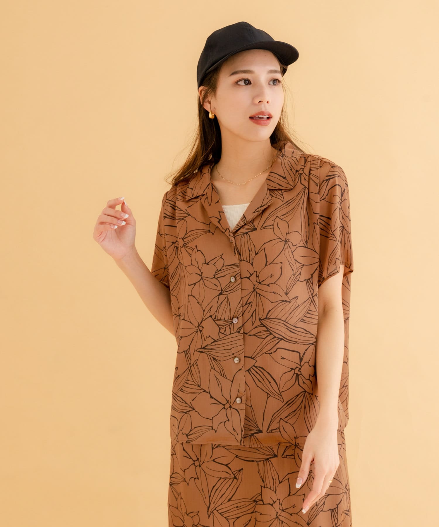 intimiteアンティミテCrepe de chine Print Shirt