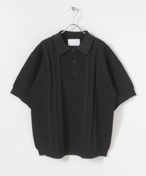 URBAN RESEARCH iD　ポリエステルケーブルストライプニットポロ