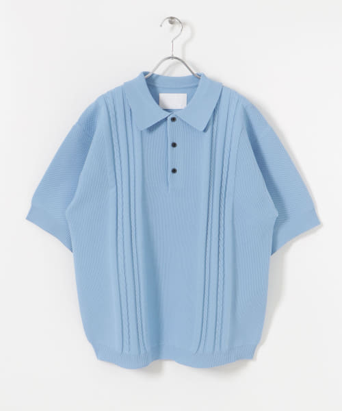 URBAN RESEARCH iD　ポリエステルケーブルストライプニットポロ