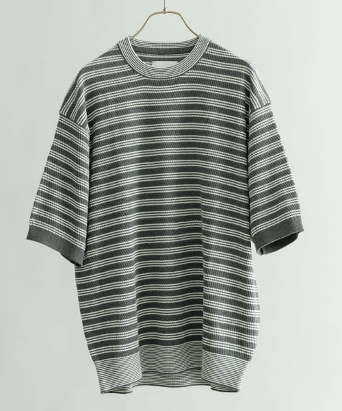 ボーダーショートスリーブニットTシャツ