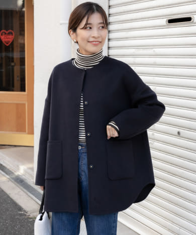 『佐藤栞里さん着用』ウールノーカラーミドルコート