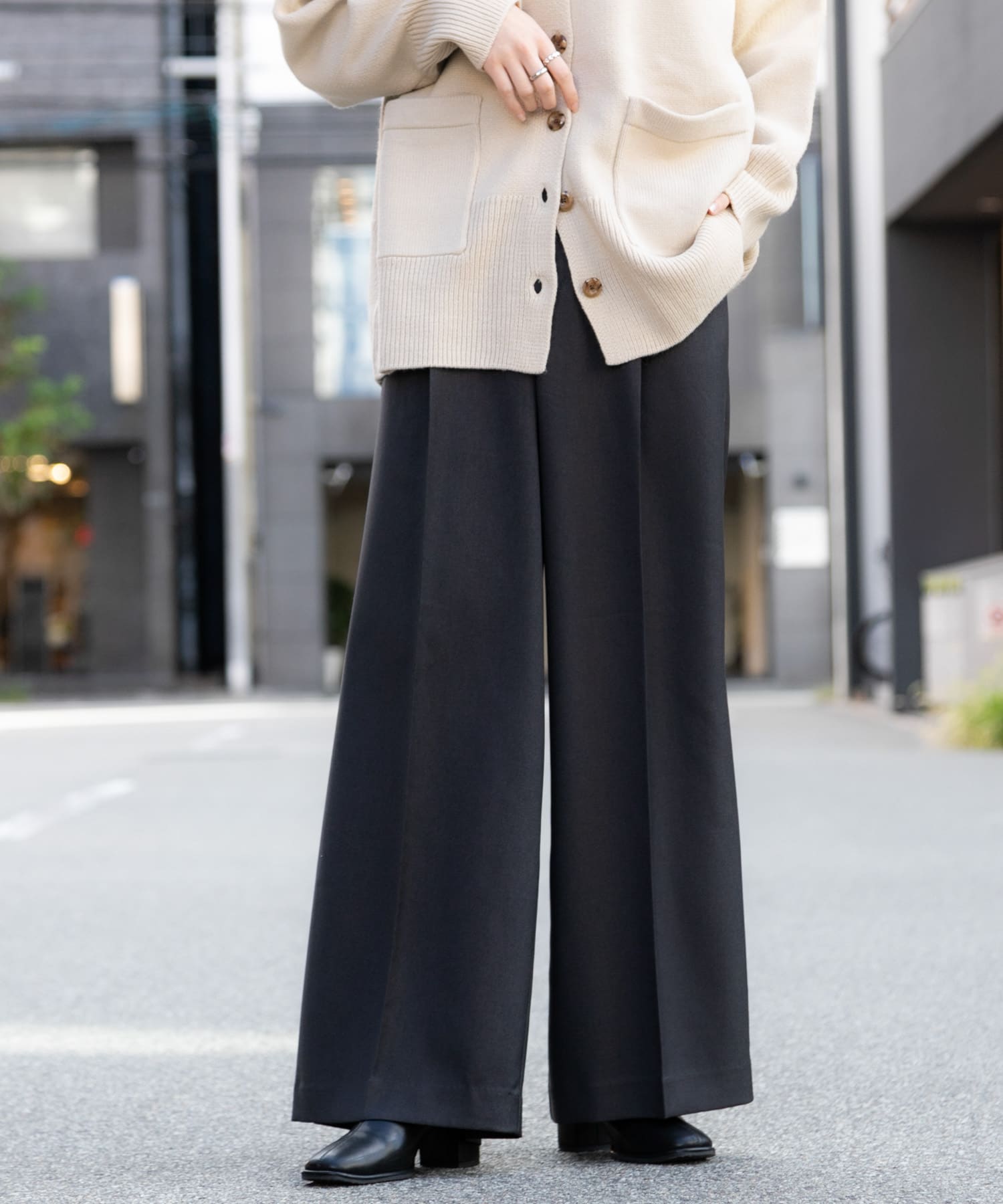TALLサイズ/WEB限定』ウールライクダブルタックワイドパンツ
