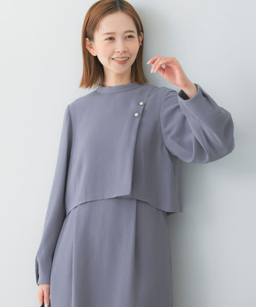レイヤード風パールデザインワンピース