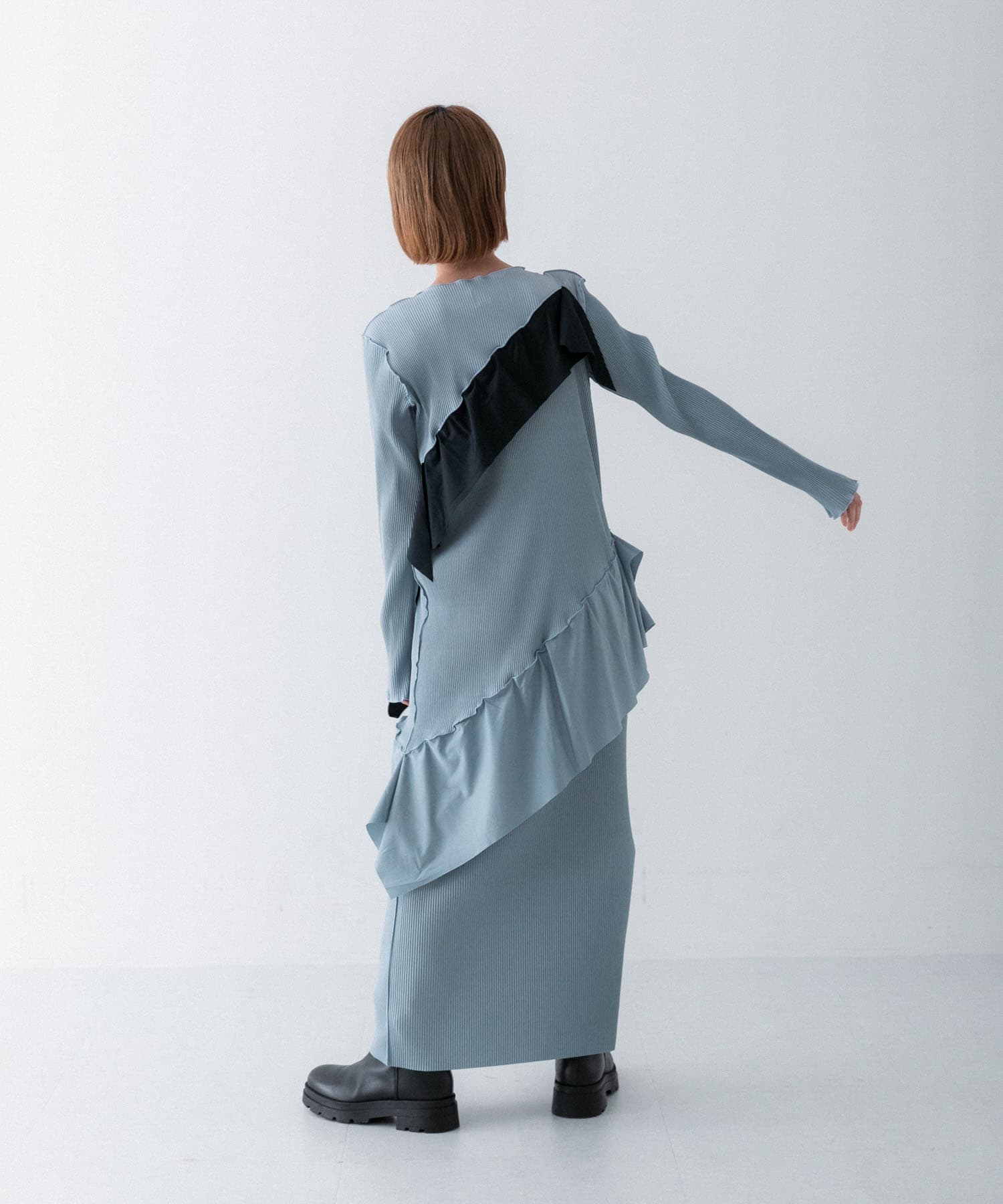 kotohayokozawa wave long sleeve dress[TD23APD05-BSL36]｜URBAN