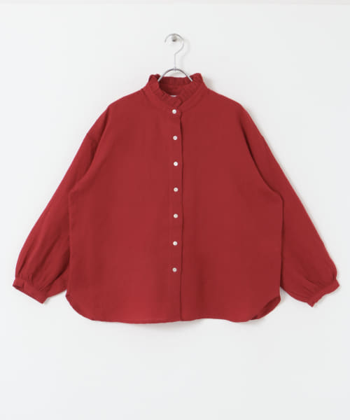 SOIL　WOOL LINEN FRILL COLLAR SHIRTS