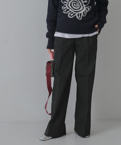GANNI　Stretch Stripe Wide Pants