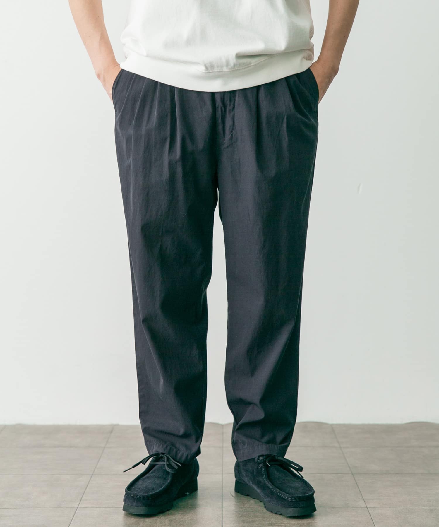 経典 STILL pants[DM44PT02241PUS tuck 4 Garment-dye HAND BY パンツ