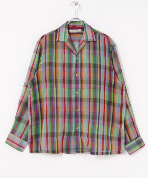 SEVEN BY SEVEN　OPEN COLLAR SHEER SHIRT LONG-SLEEVE