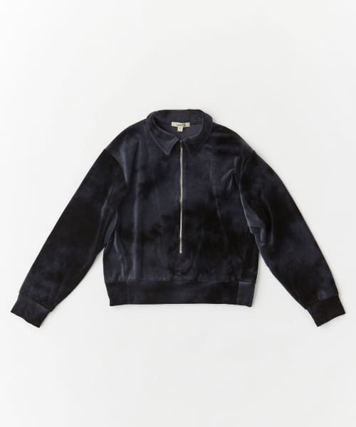 unfil　tie-dyed velour zip polo