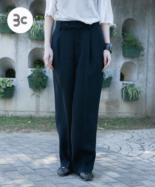 new basic　ダブルクロスキュプラパンツ
