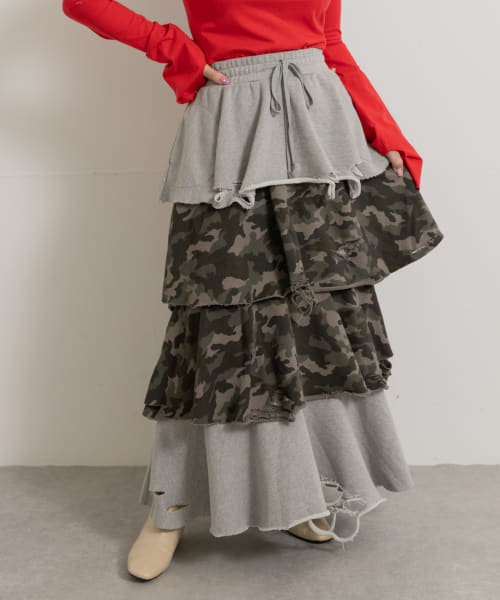 neith.tokyo　Sweat Tiered Skirt-Camo