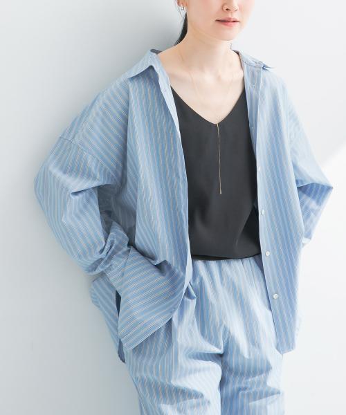 new basic　インドスビンコットンストライプシャツ
