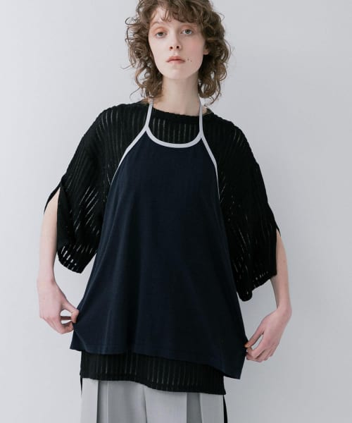 holder neck piping knit