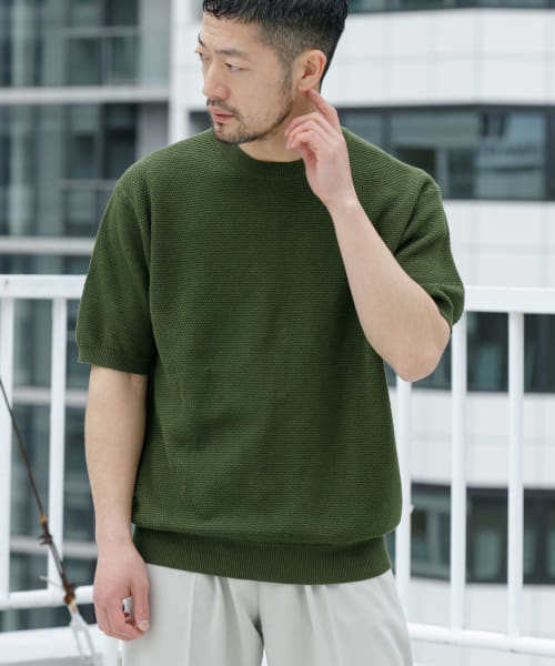 『WEB限定』変形カノコ半袖クルーネックニット