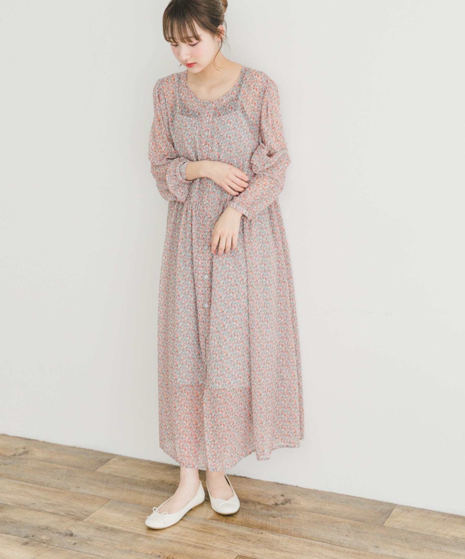 フラワープリントシフォンワンピース[ITA5-26A005]｜URBAN