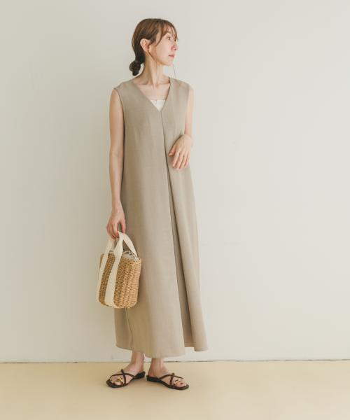 リネンライクテントラインワンピース