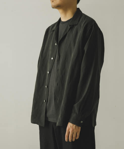 A PRESSE　Silk Linen Open Collar L/S Shirt