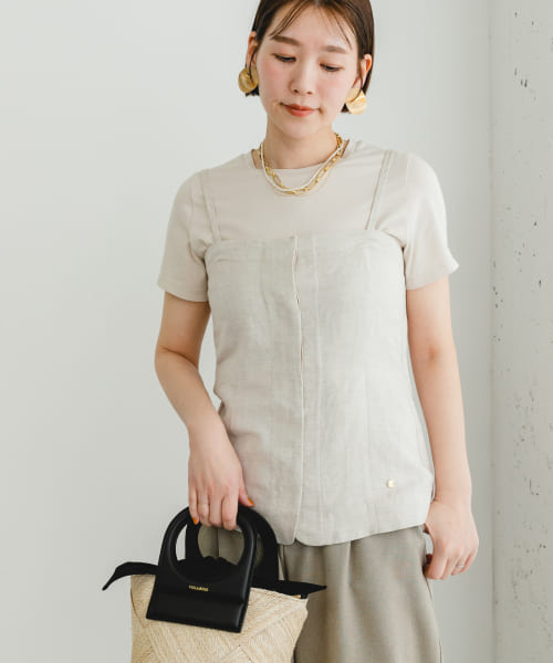 F by ROSSO　リネン混ビスチェ+半袖Tシャツ