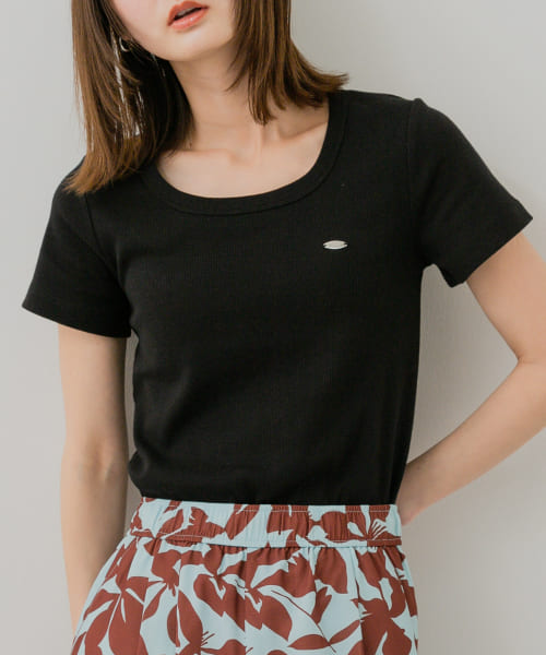 ラウンドネックリブTシャツ(半袖)