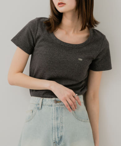 ラウンドネックリブTシャツ(半袖)