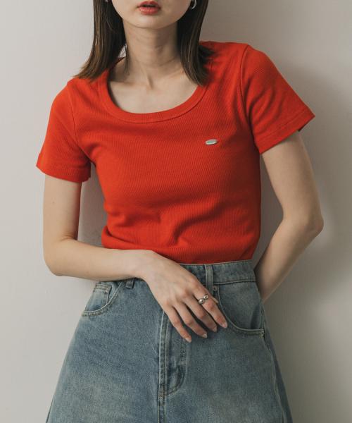 ラウンドネックリブTシャツ(半袖)