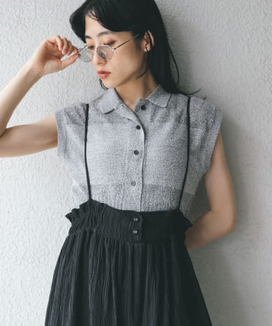 スリーブレスニットシャツ