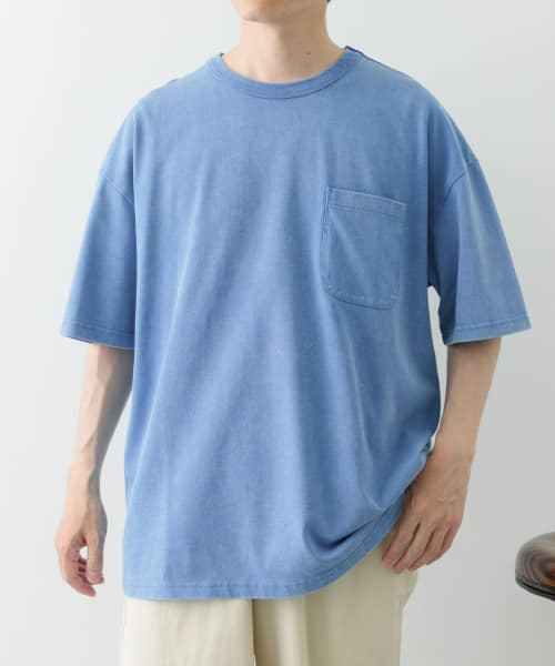 フェード加工クルーネック天竺ポケットTシャツ