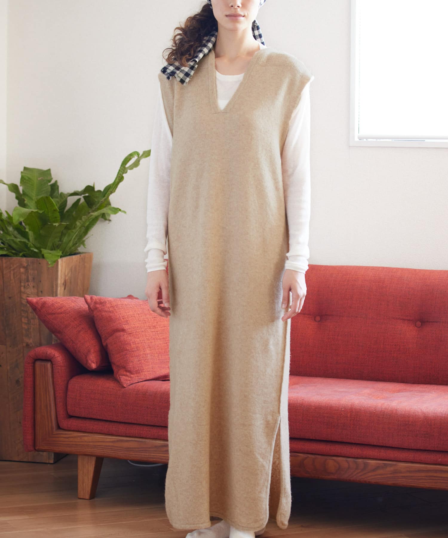 siiwa キャメル混ドロップショルダーワンピース[DS17-26W001]｜URBAN