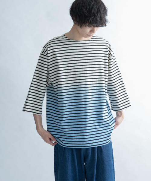 FORK&SPOON　オーバーダイボーダーTシャツ