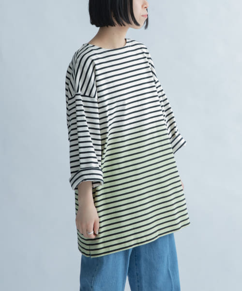 FORK&SPOON　オーバーダイボーダーTシャツ