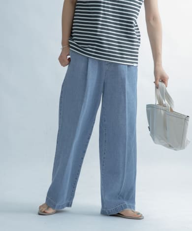 麻デニムパンツ