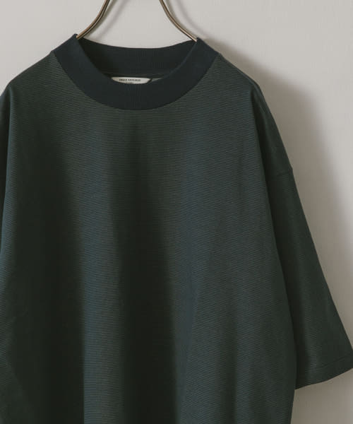 ミジンボーダーモックネックタフTシャツ