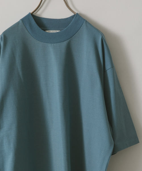 ミジンボーダーモックネックタフTシャツ