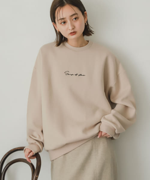 『ユニセックス』シシュウウラキモウカラースウェットシャツ