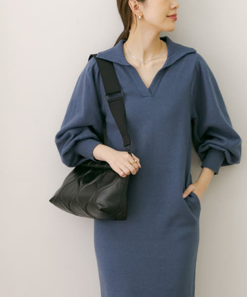 [Sonny Label][スキッパーパフスリーブニットワンピース]
