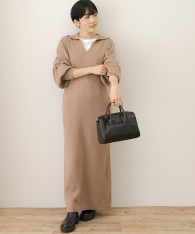 スキッパーパフスリーブニットワンピース[LA27-26R009]｜URBAN 