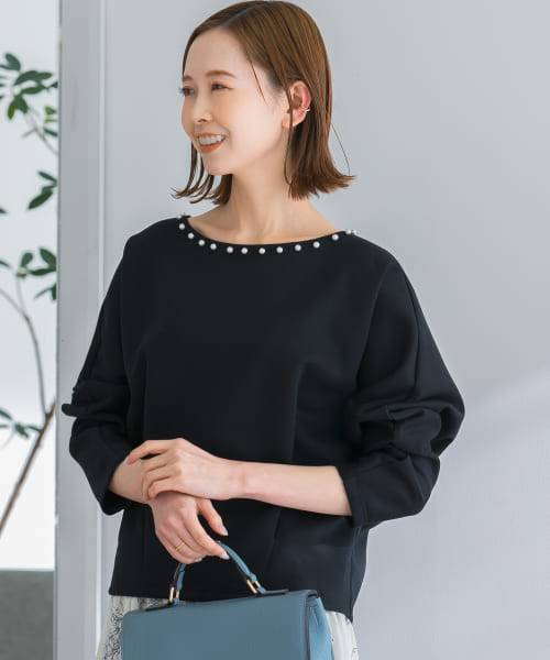『WEB限定』パール付ドルマンスリーブプルオーバー