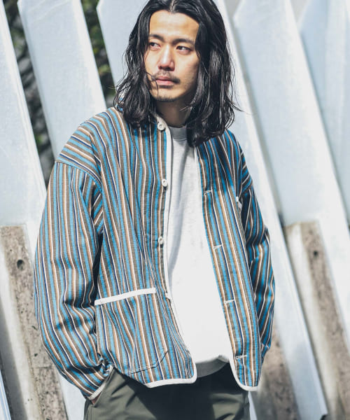 『別注』ARMY TWILL　Stripe Stand Collor Shirts