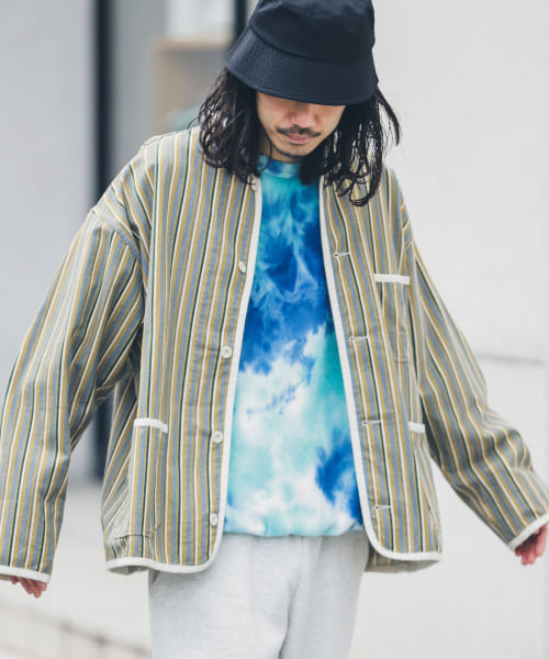 『別注』ARMY TWILL　Stripe Stand Collor Shirts