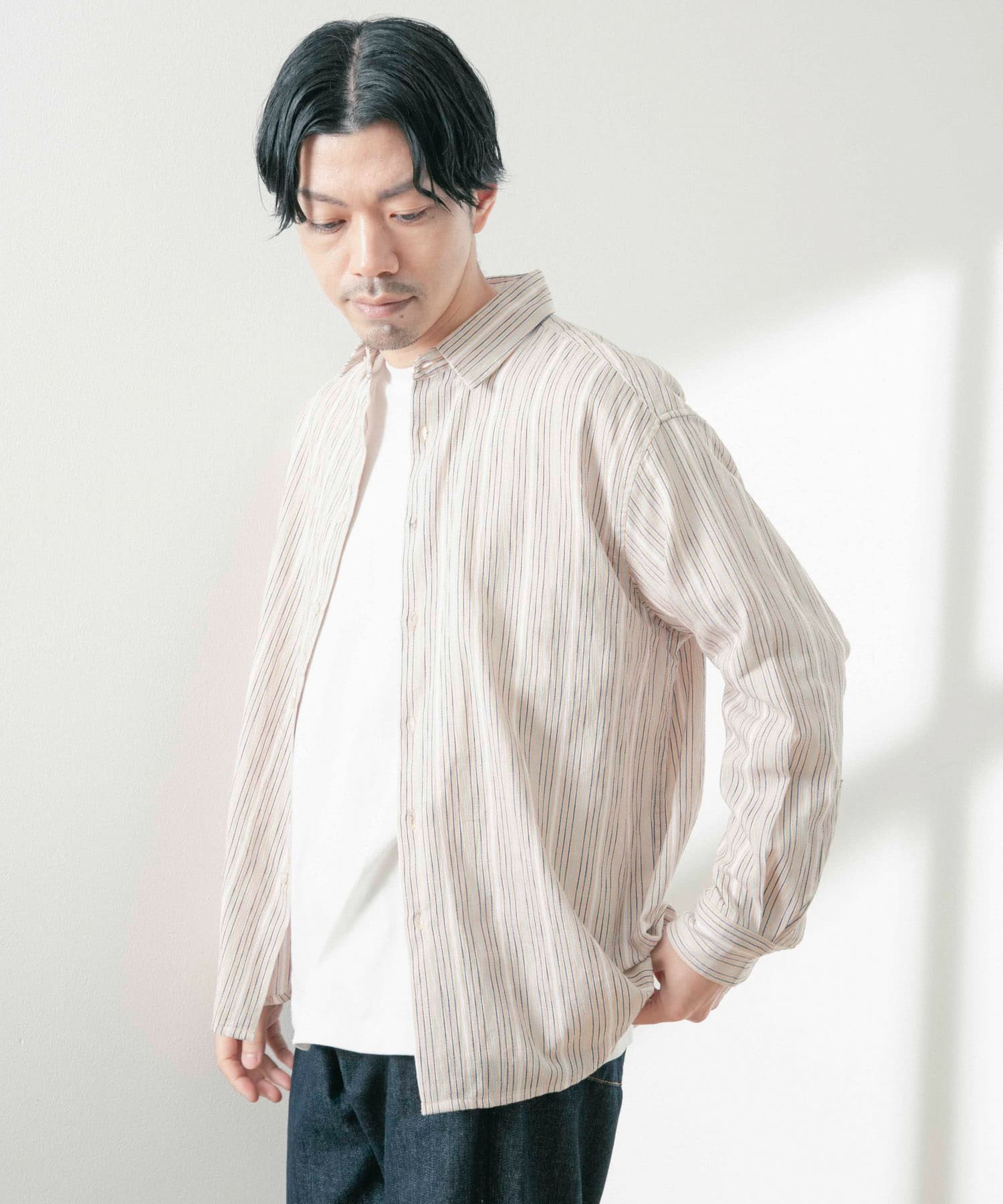 クレヨンストライプ ロングスリーブシャツ[IT34-13C012]｜URBAN