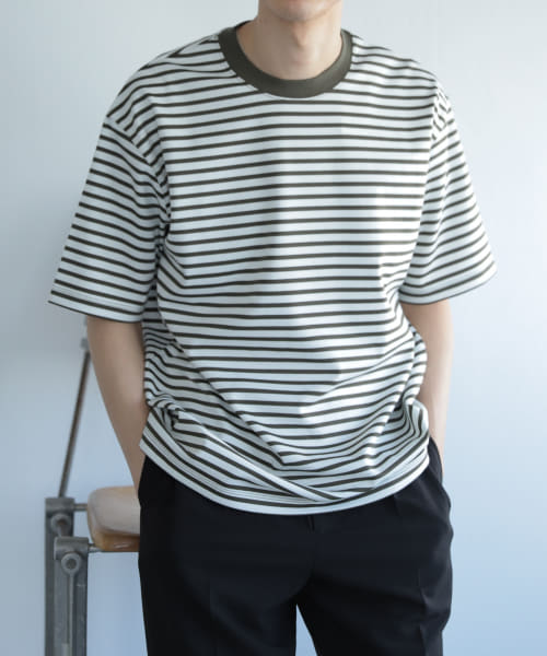 ボーダーポンチTシャツ(5分袖)